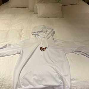 White hoodie with butterfly